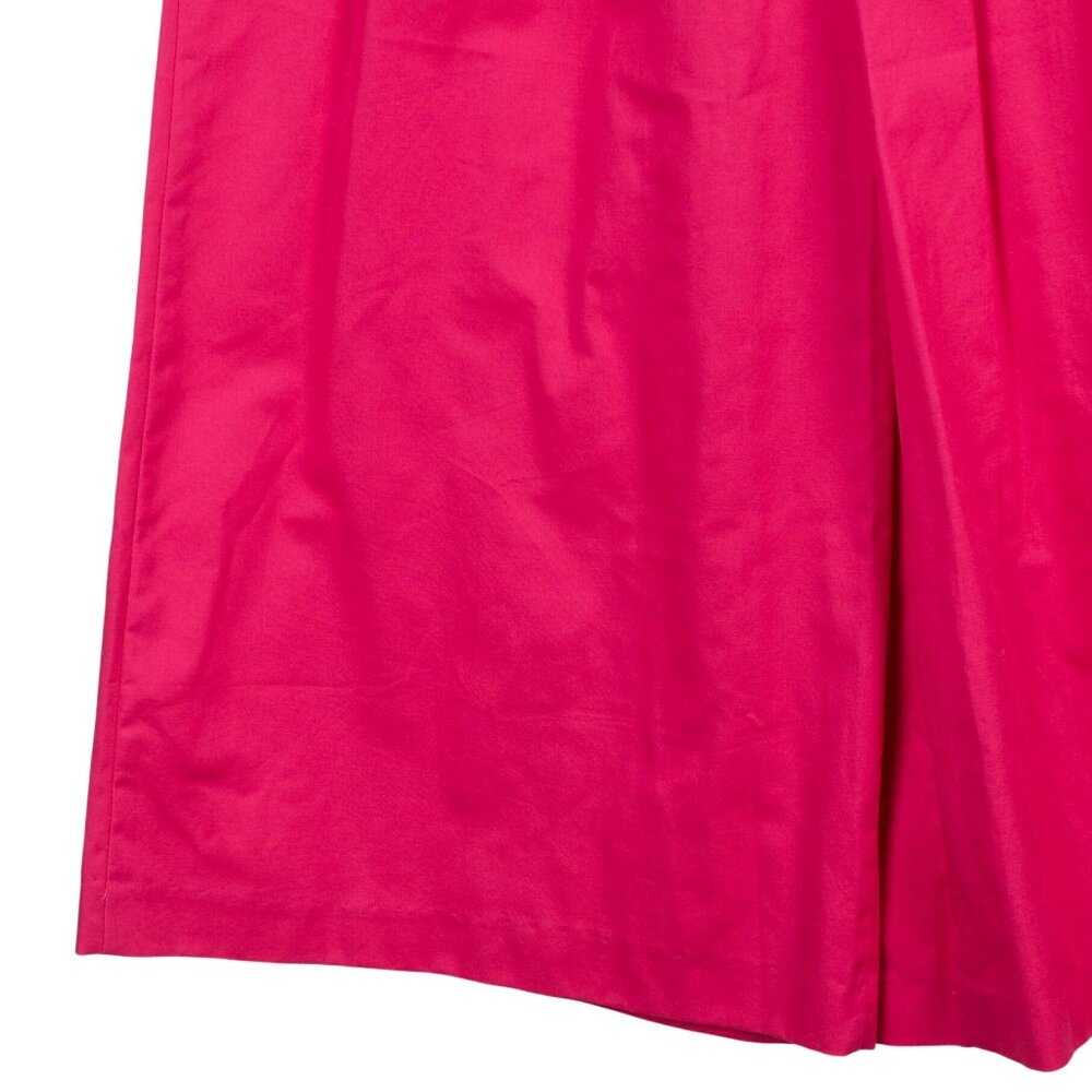 VTG Culottes 6 Pink Pleated 80s Wide Leg Pockets Elastic Waist Button Cotton - Picture 3 of 8